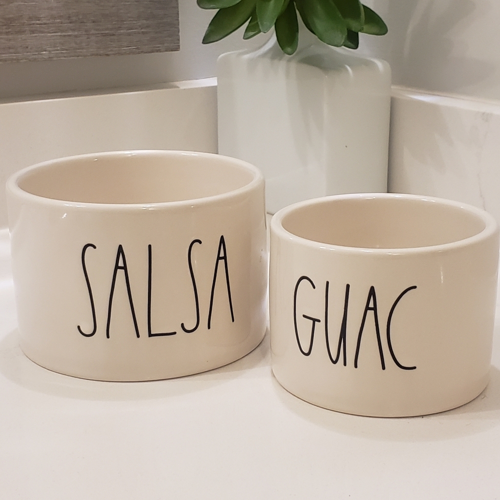 Rae Dunn salsa and guacamole bowls
